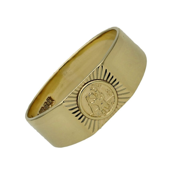 9ct Yellow Gold St. Christopher Ring - Size Y