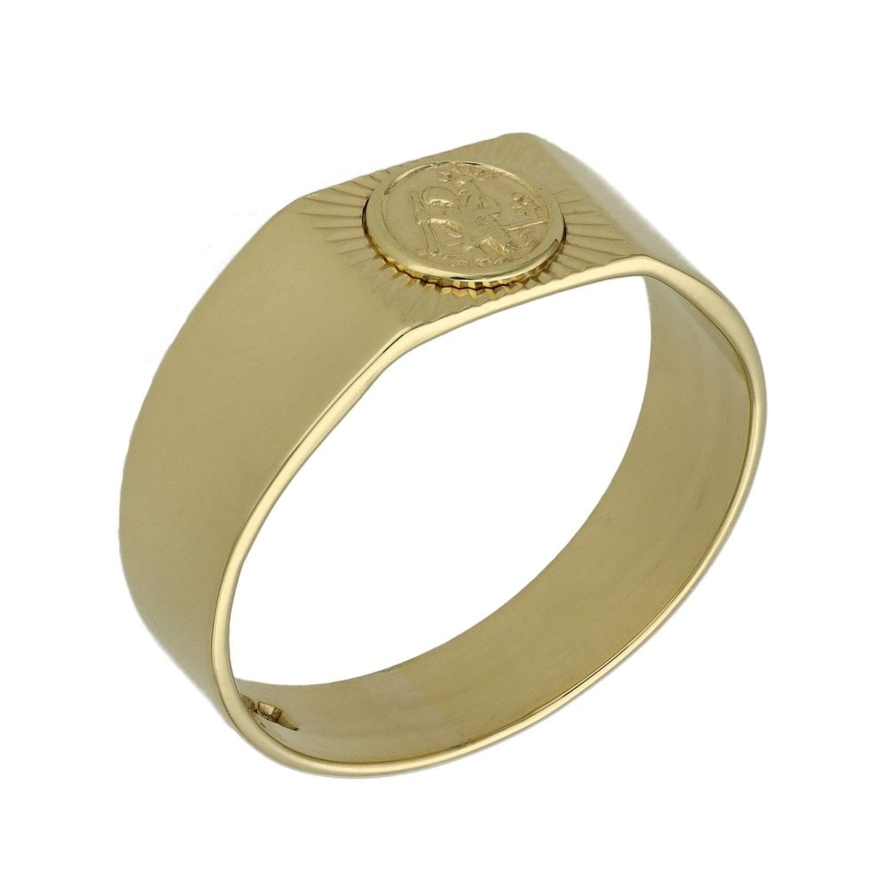 9ct Yellow Gold St. Christopher Ring - Size Y