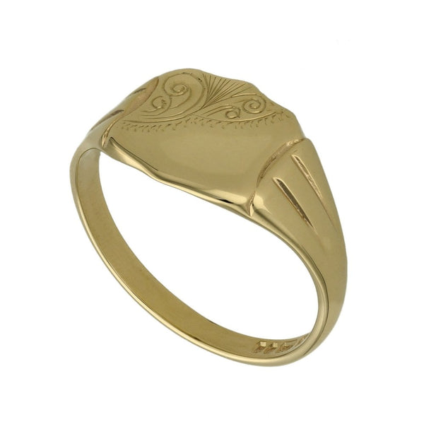 9ct Yellow Gold Shield Signet Ring - Size X