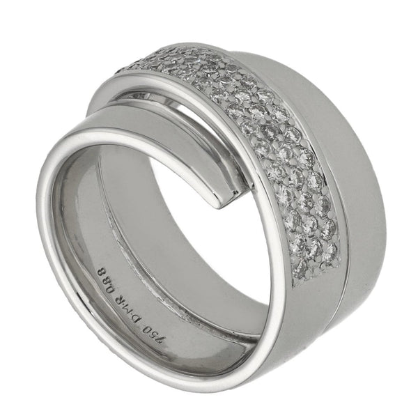Ladies 18ct White Gold Diamond Twist Band Ring - Size M