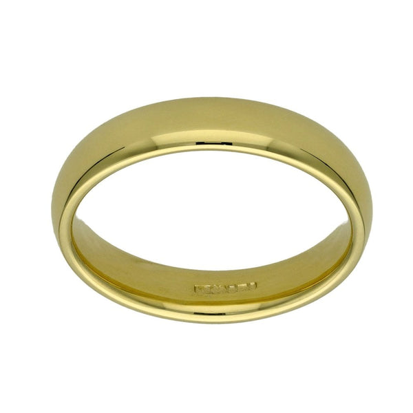 18ct Yellow Gold Wedding Ring - Size Q - 4mm