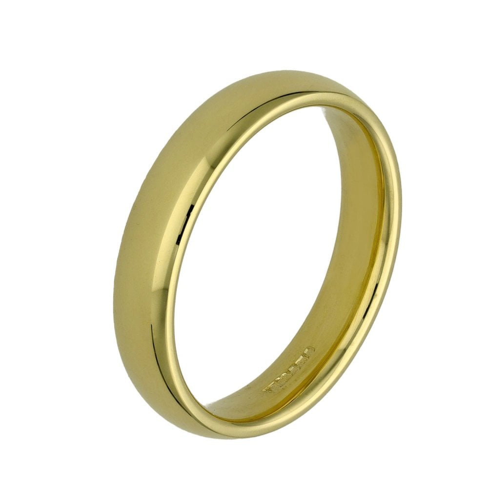 18ct Yellow Gold Wedding Ring - Size Q - 4mm