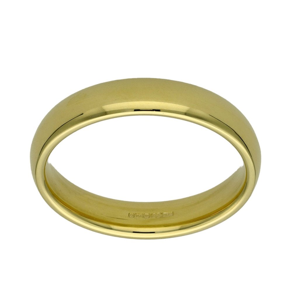 18ct Yellow Gold Wedding Ring - Size R - 4mm