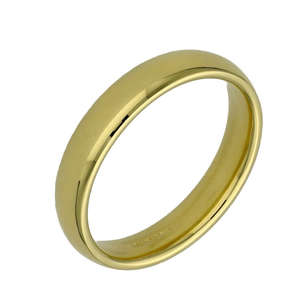 18ct Yellow Gold Wedding Ring - Size R - 4mm