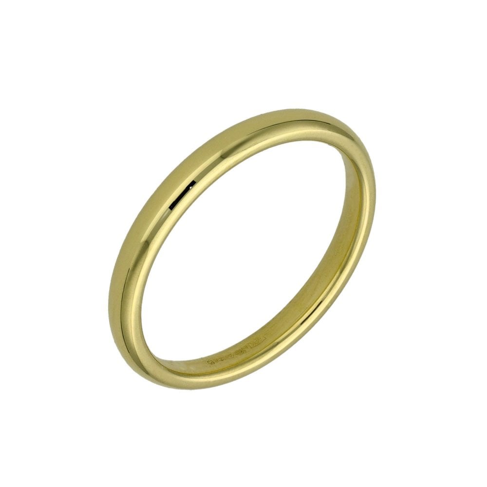 18ct Yellow Gold Court Shape Wedding Ring - Size K - 2mm