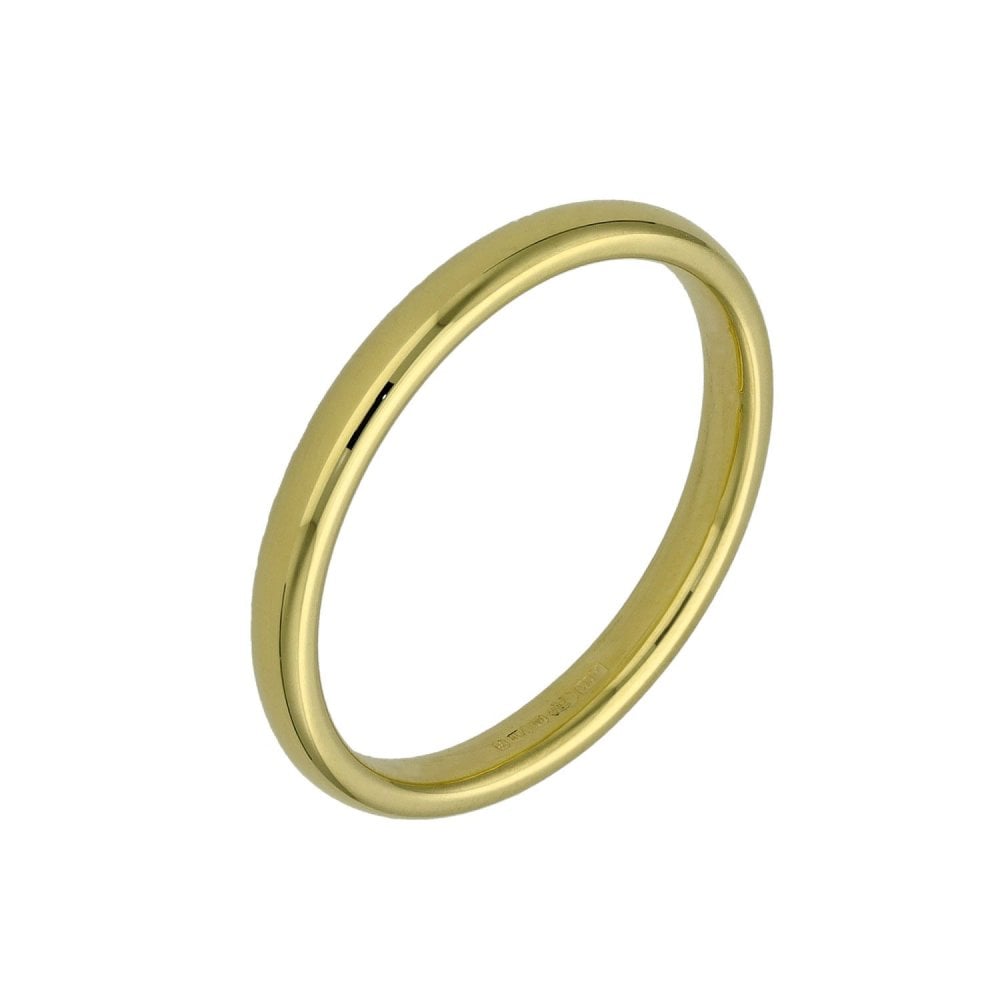 18ct Yellow Gold Court Shape Wedding Ring - Size L - 2mm