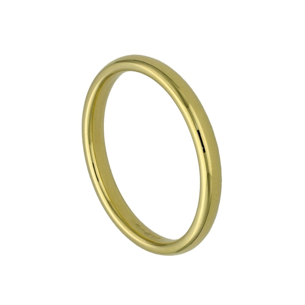 18ct Yellow Gold Court Shape Wedding Ring - Size L - 2mm