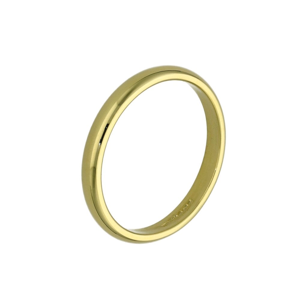 18ct Yellow Gold D-Shape Wedding Ring - Size I - 1.9g