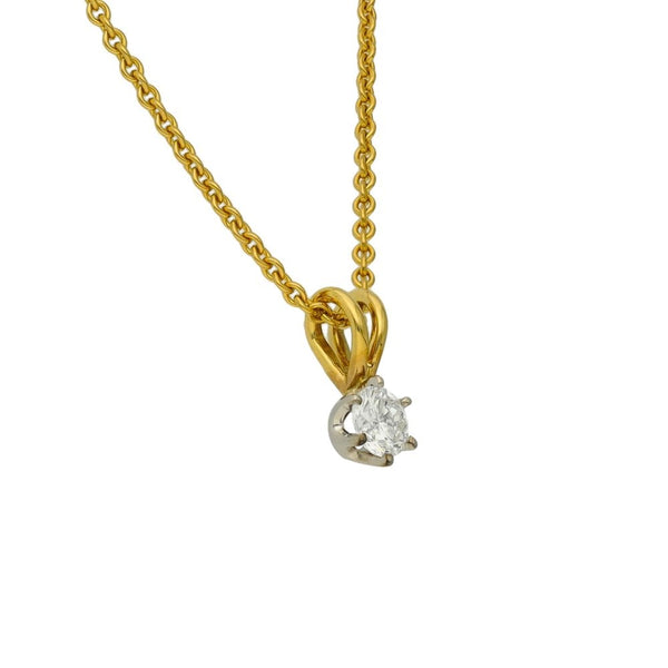 Ladies 18ct Yellow Gold Diamond Pendant & Chain - 18"