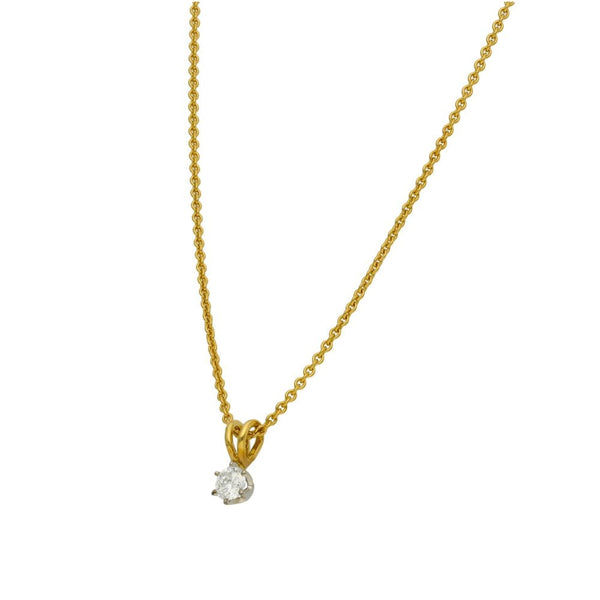 Ladies 18ct Yellow Gold Diamond Pendant & Chain - 18"
