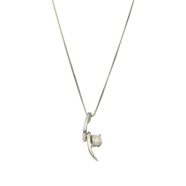 Ladies 9ct White Gold Diamond Pendant & Chain - 16"
