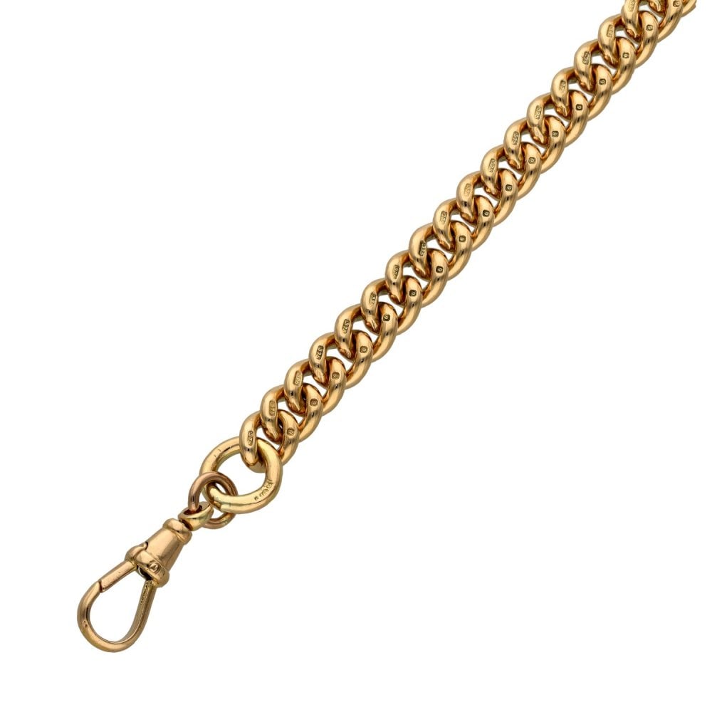 9ct Rose Gold Curb Bracelet - 8" - 31.5g