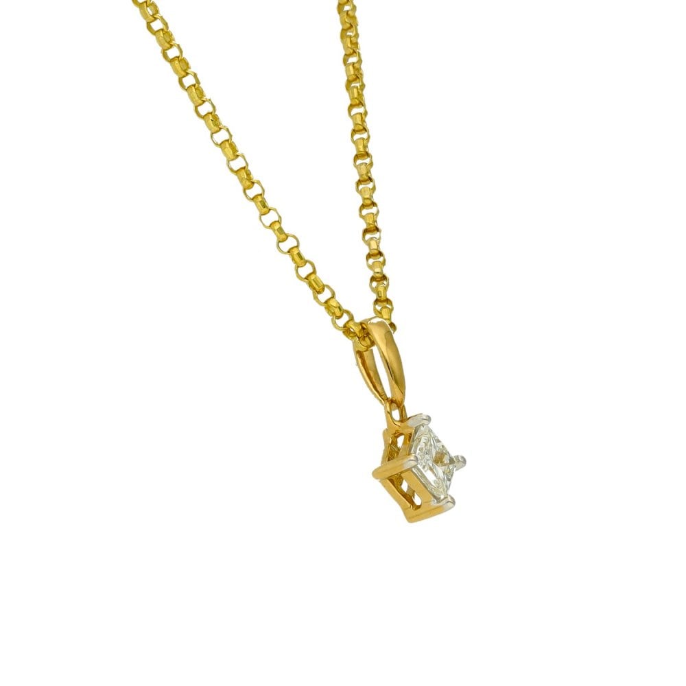 18ct Yellow Gold Diamond Pendant & Chain - 18" - 0.25ct