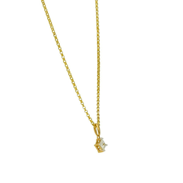 18ct Yellow Gold Diamond Pendant & Chain - 18" - 0.25ct