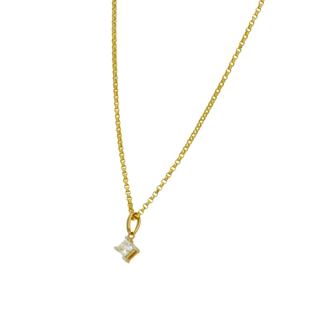 18ct Yellow Gold Diamond Pendant & Chain - 18" - 0.25ct