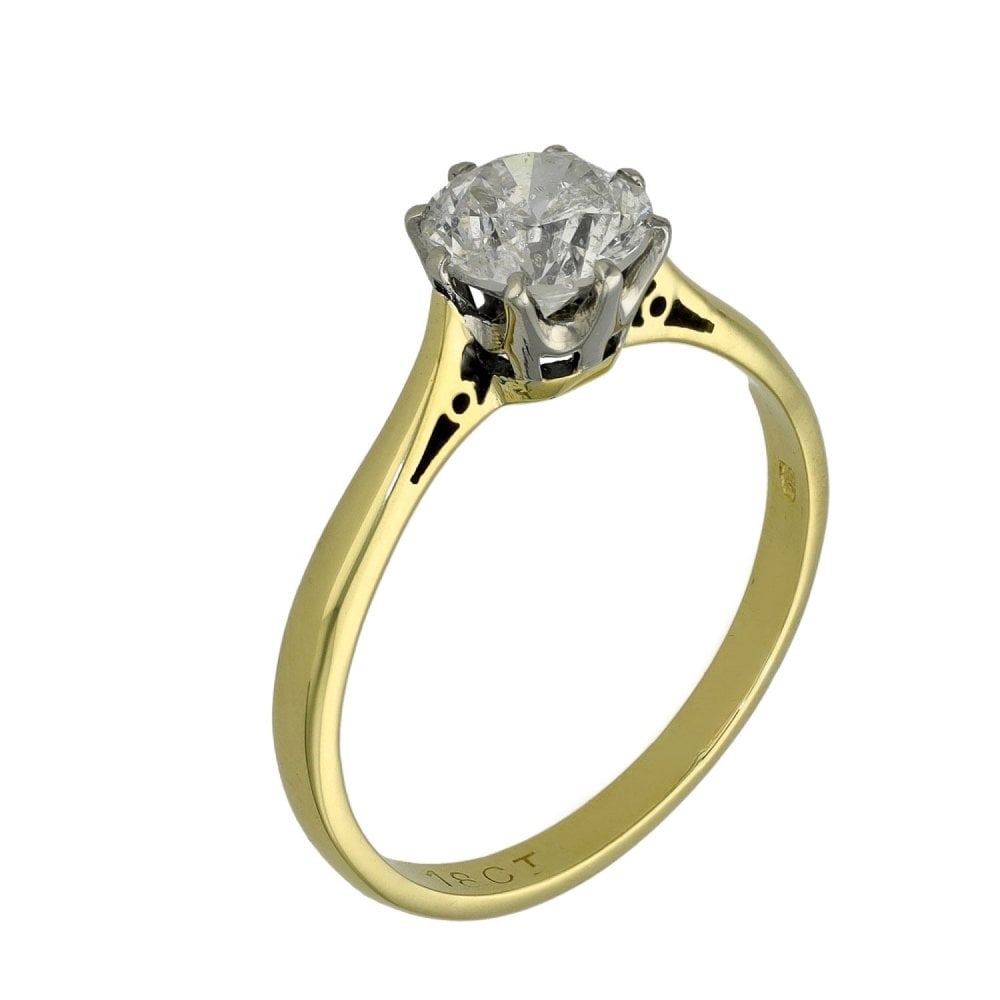 Ladies 18ct Yellow Gold Diamond Solitaire Engagement Ring