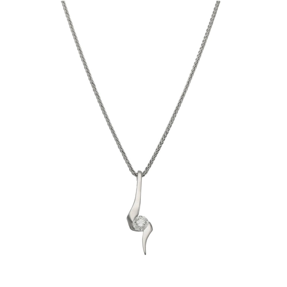 Ladies 18ct White Gold Diamond Pendant & Chain - 0.28ct