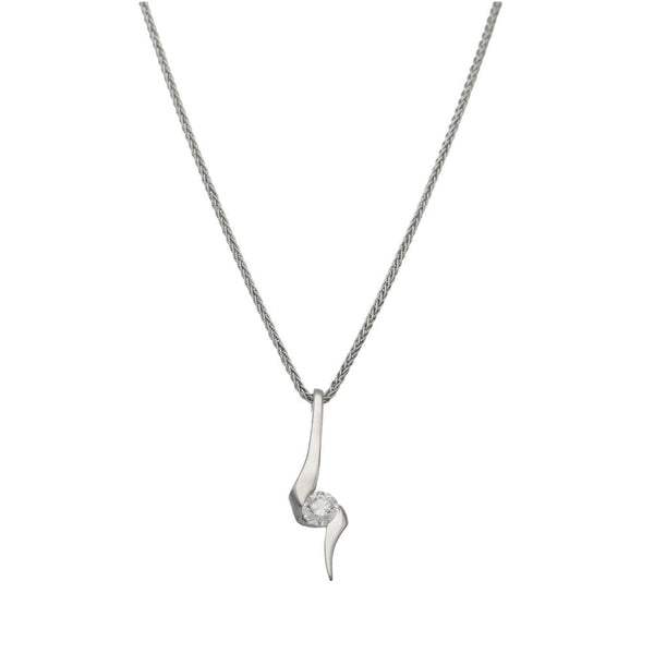 Ladies 18ct White Gold Diamond Pendant & Chain - 0.28ct
