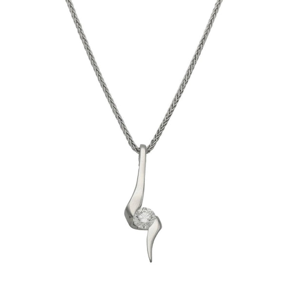 Ladies 18ct White Gold Diamond Pendant & Chain - 0.28ct