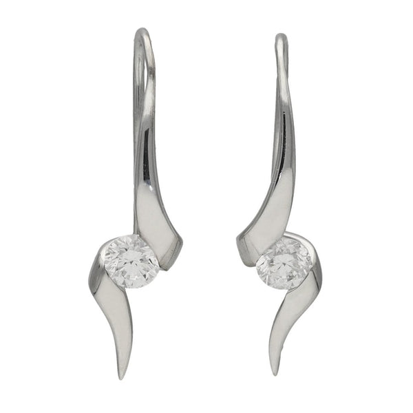 Ladies 18ct White Gold Diamond Drop Earrings - 0.56ct