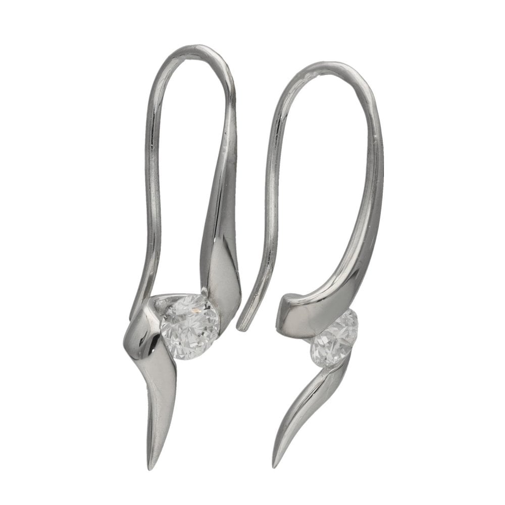 Ladies 18ct White Gold Diamond Drop Earrings - 0.56ct