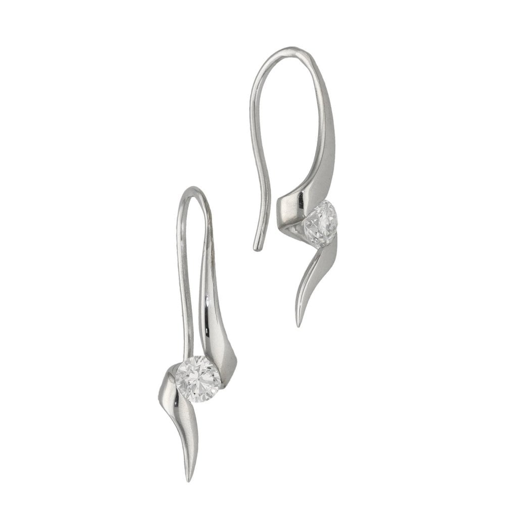 Ladies 18ct White Gold Diamond Drop Earrings - 0.56ct
