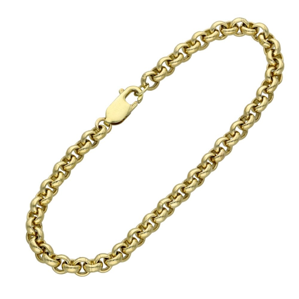 9ct Yellow Gold Solid Belcher Bracelet - 8" - 15.6g