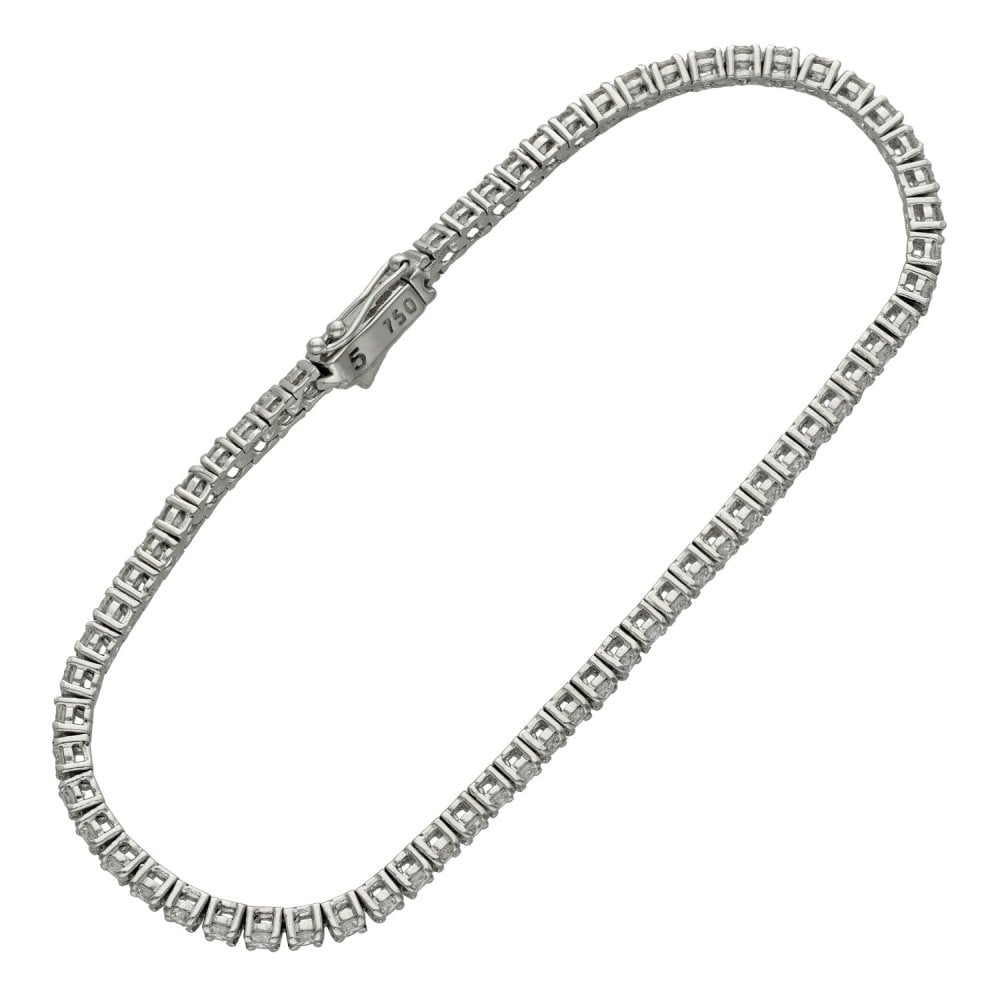 Ladies 18ct White Gold Diamond Set Tennis Bracelet - 3.43ct