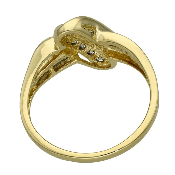 Ladies 14ct Yellow Gold Diamond Cross Over Ring - Size N