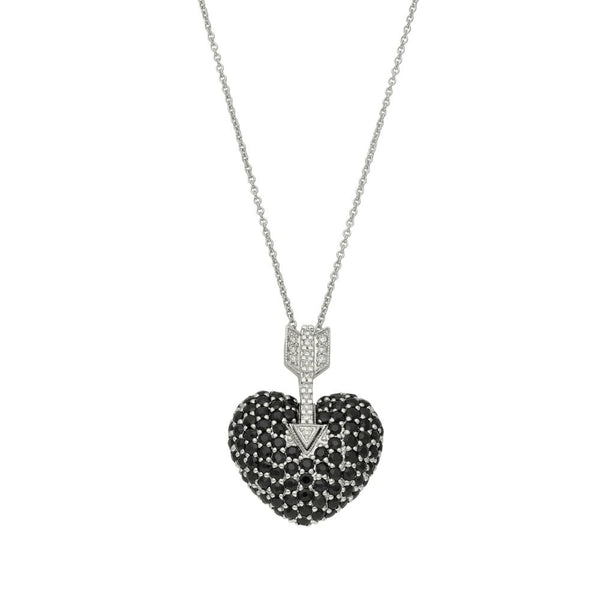 Ladies 18ct White Gold Black Sapphire & Diamond Heart & Chain