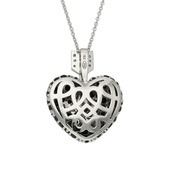 Ladies 18ct White Gold Black Sapphire & Diamond Heart & Chain