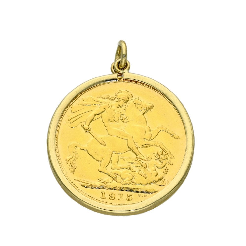 1915 Yellow Gold Full Sovereign Coin Pendant - 8.9g