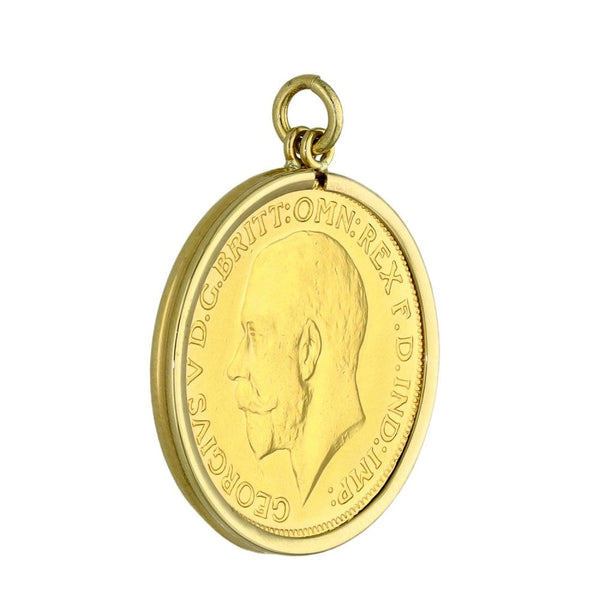 1915 Yellow Gold Full Sovereign Coin Pendant - 8.9g