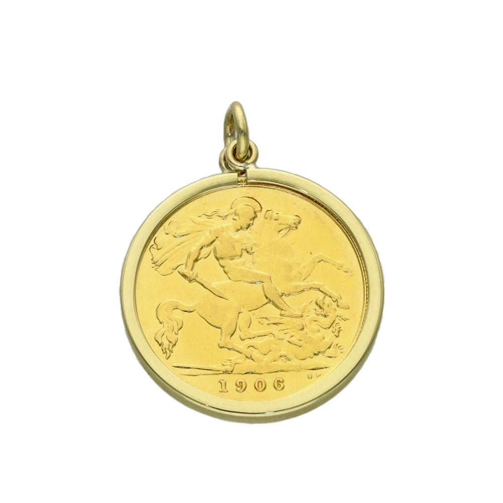 1906 Yellow Gold Half Sovereign Coin Pendant - 4.8g