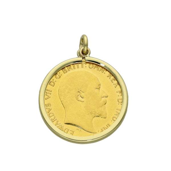 1906 Yellow Gold Half Sovereign Coin Pendant - 4.8g