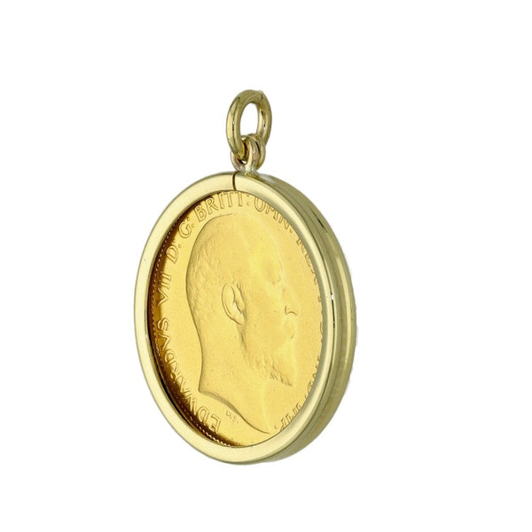 1906 Yellow Gold Half Sovereign Coin Pendant - 4.8g