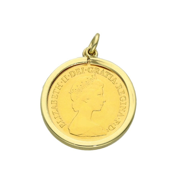 1982 Yellow Gold Half Sovereign Coin Pendant - 4.8g