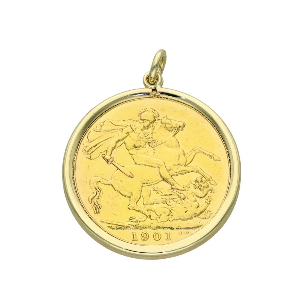 1901 Yellow Gold Full Sovereign Coin Pendant - 8.9g
