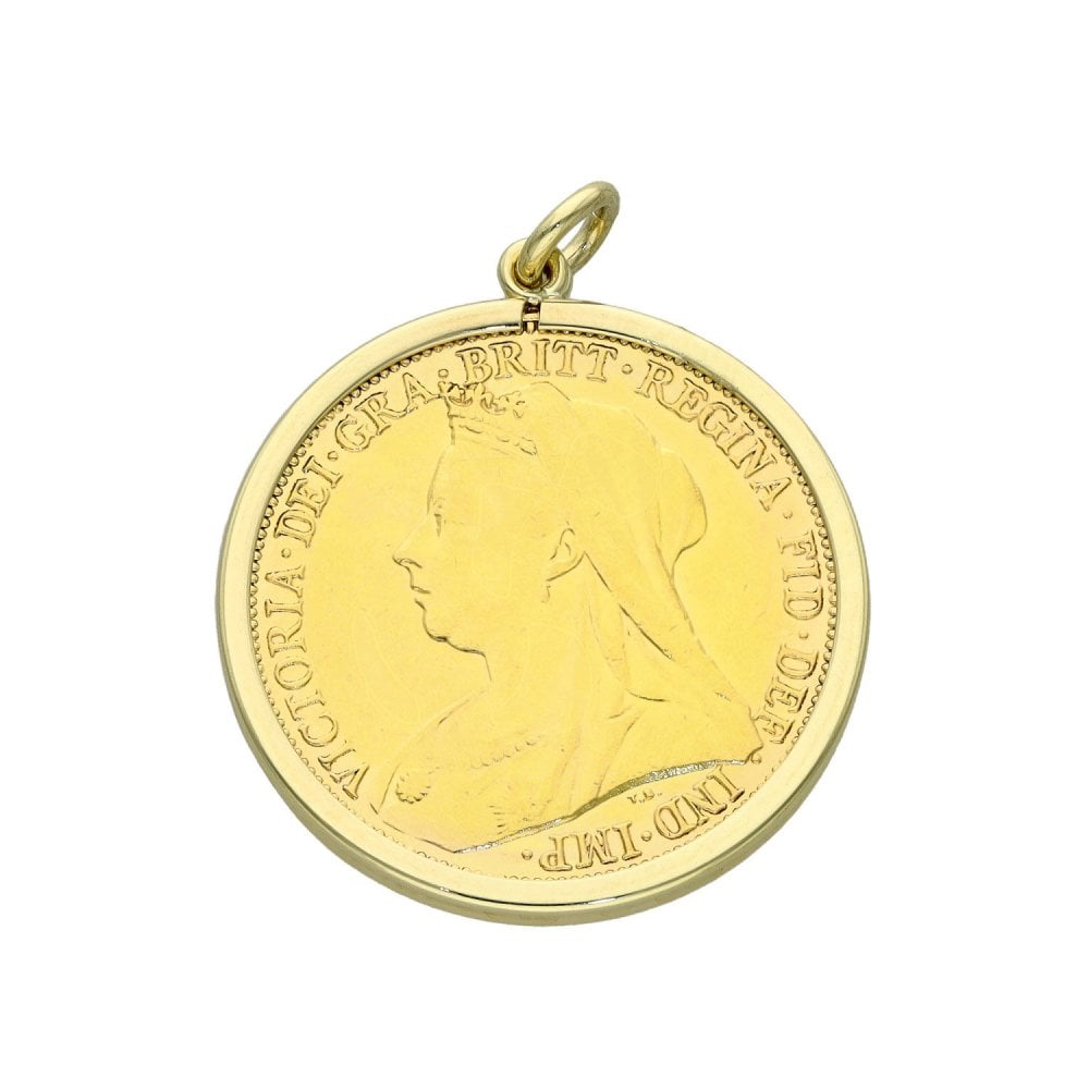 1901 Yellow Gold Full Sovereign Coin Pendant - 8.9g