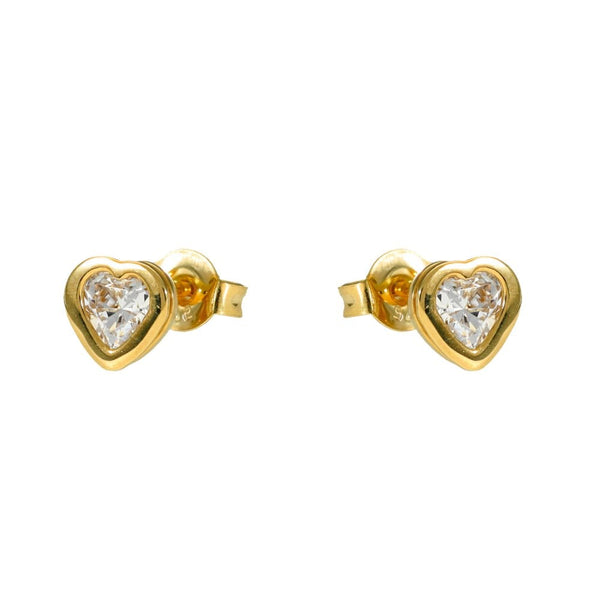 9ct Yellow Gold Cubic Zirconia Heart Earrings