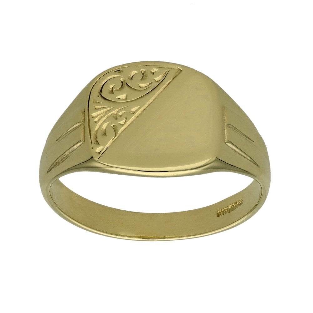 9ct Yellow Gold Signet Ring - Size T - 4.8g
