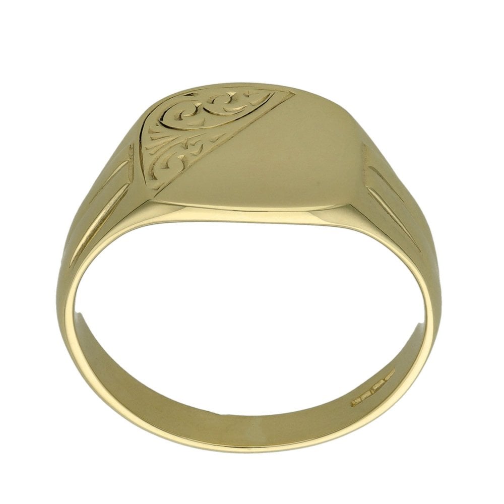 9ct Yellow Gold Signet Ring - Size T - 4.8g