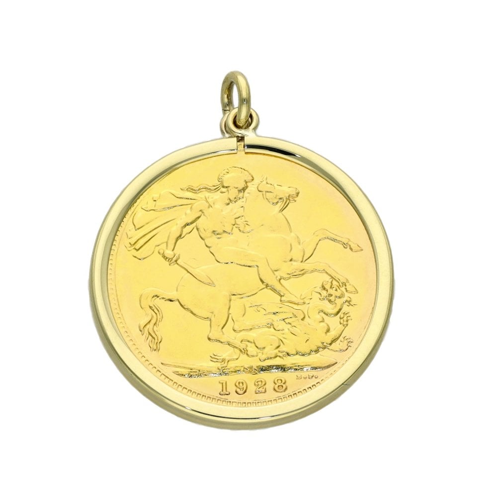 1928 Yellow Gold Full Sovereign Coin Pendant - 8.9g