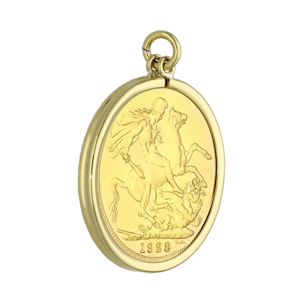 1928 Yellow Gold Full Sovereign Coin Pendant - 8.9g