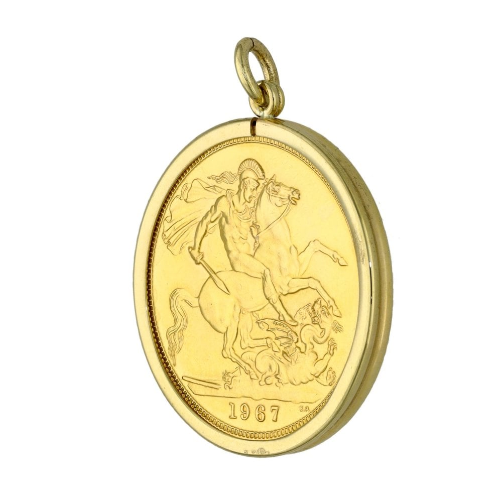 1967 Yellow Gold Full Sovereign Coin Pendant - 8.9g