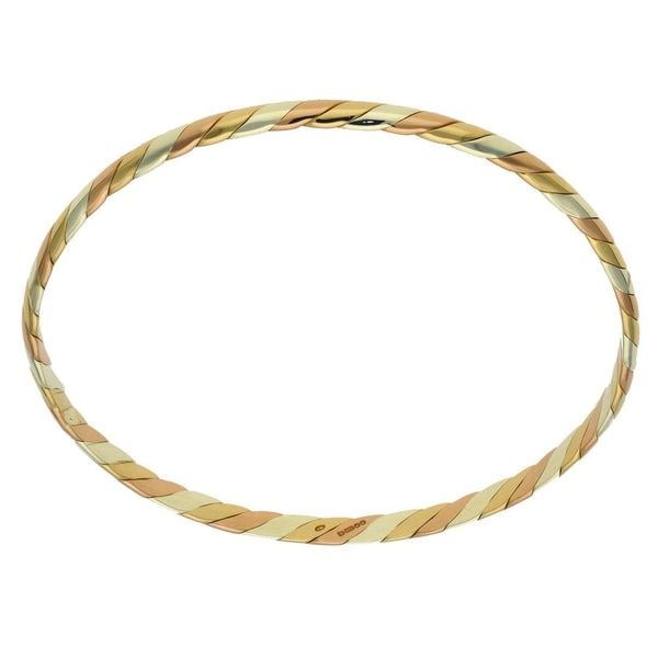 9ct Two-Tone Colour Solid Twist Bangle - 17.3g