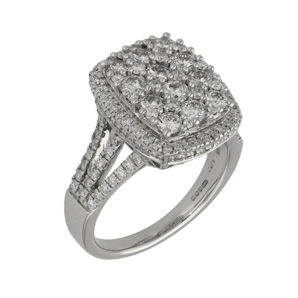 14ct White Gold Diamond Cluster Ring - Size N - 2.13ct