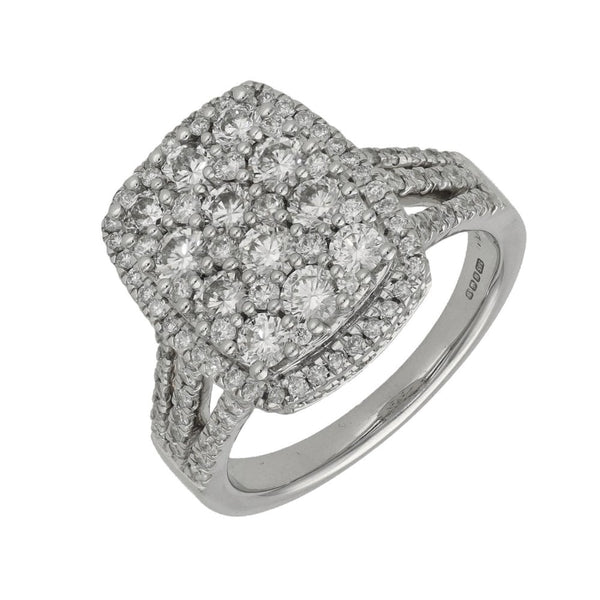 14ct White Gold Diamond Cluster Ring - Size N - 2.13ct