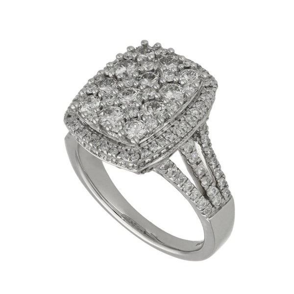 14ct White Gold Diamond Cluster Ring - Size N - 2.13ct