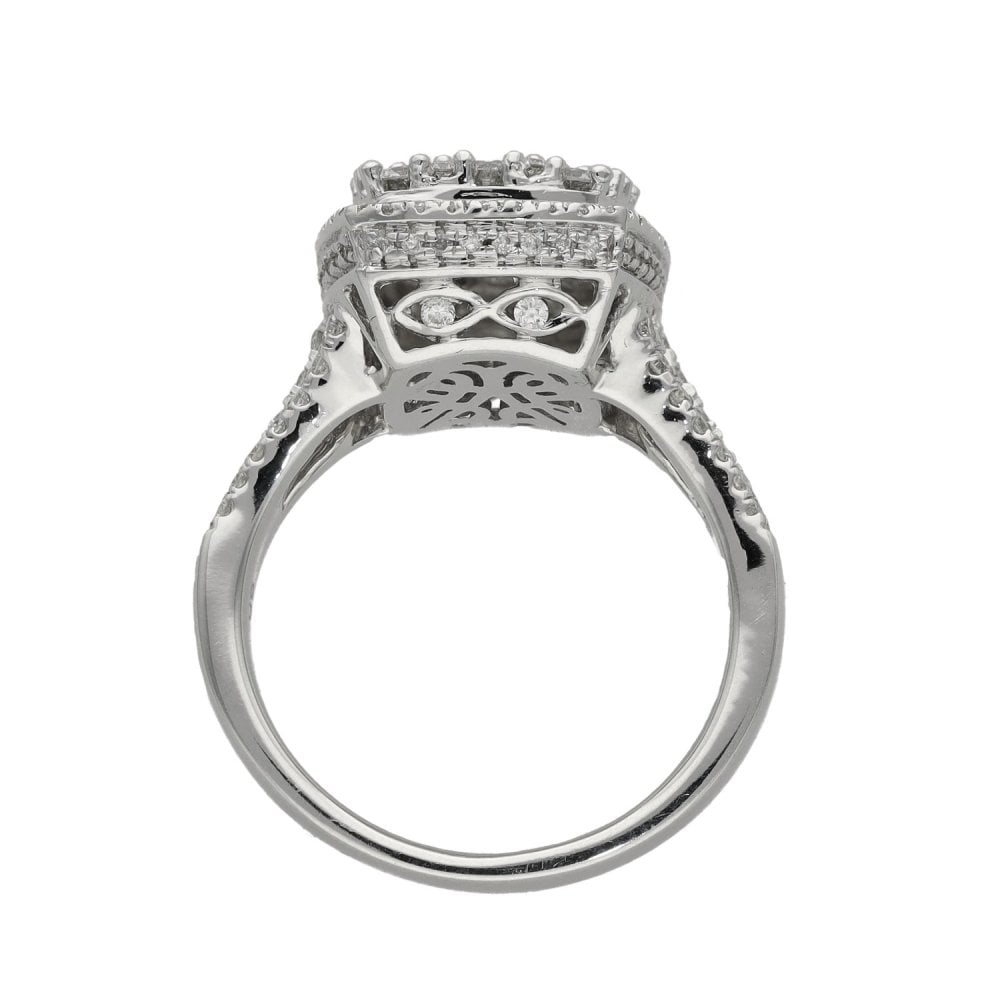 14ct White Gold Diamond Cluster Ring - Size N - 2.13ct